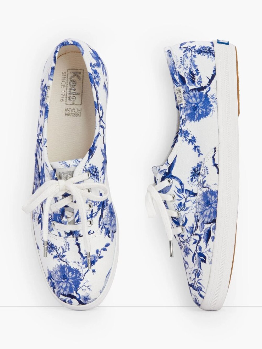 Keds Blue and White Floral Sneakers